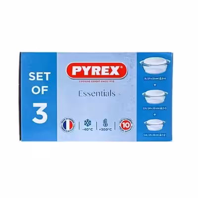 ظرف پخت پیرکس مدل قابلمه ای مجموعه 3 عددی