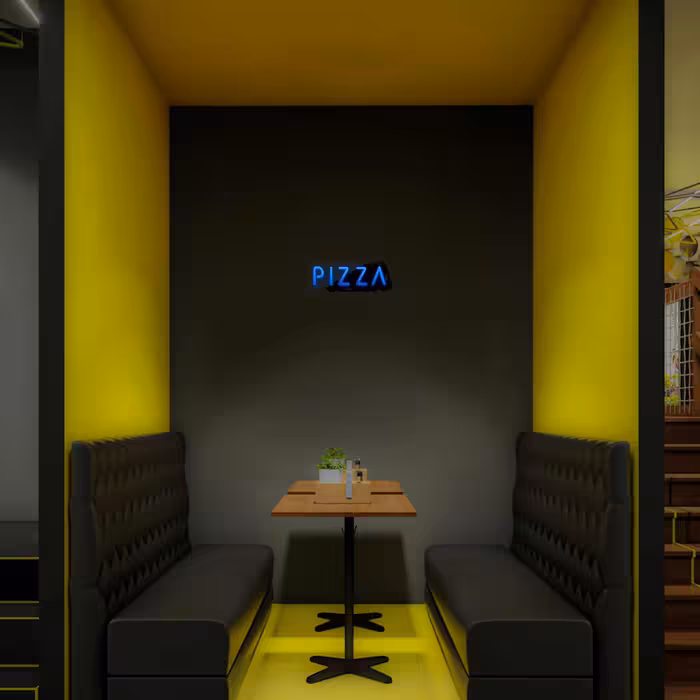 چراغ دیواری نئون دیزاین مدل Pizza-Text-BL_BL