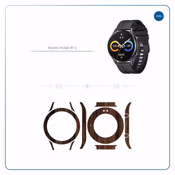 برچسب ماهوت طرح Dark_Walnut_Wood مناسب برای ساعت هوشمند شیائومی Imilab W12
