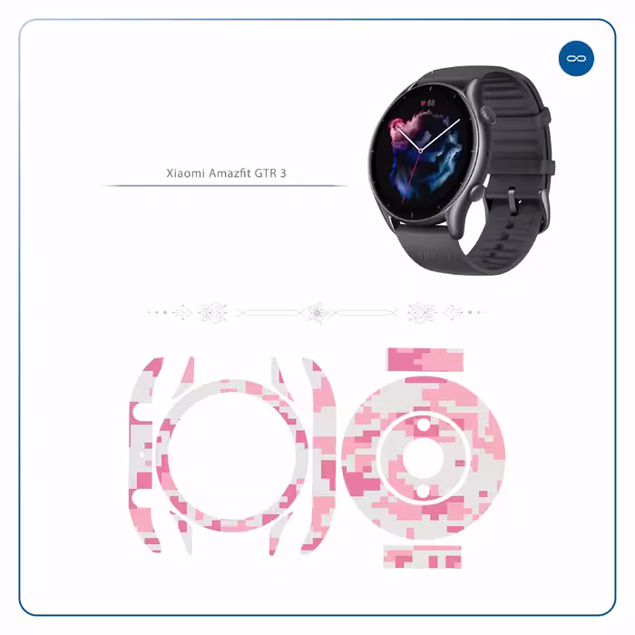 برچسب ماهوت طرح Army-Pink-pixel مناسب برای ساعت هوشمند آمازفیت GTR 3