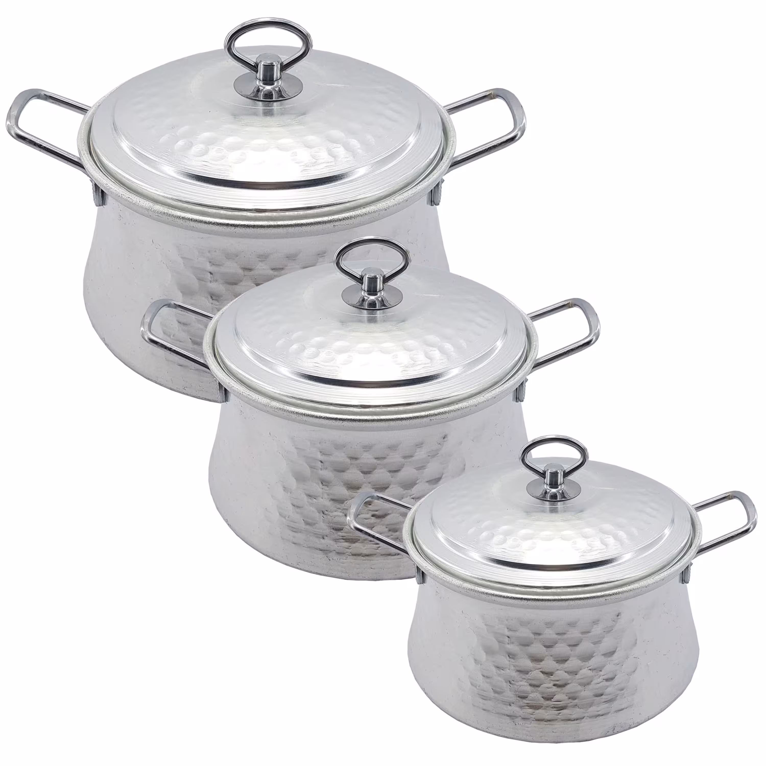 سرویس قابلمه 6 پارچه روحی چکشی مدل دیگچه طرح مس کد  24-22-18