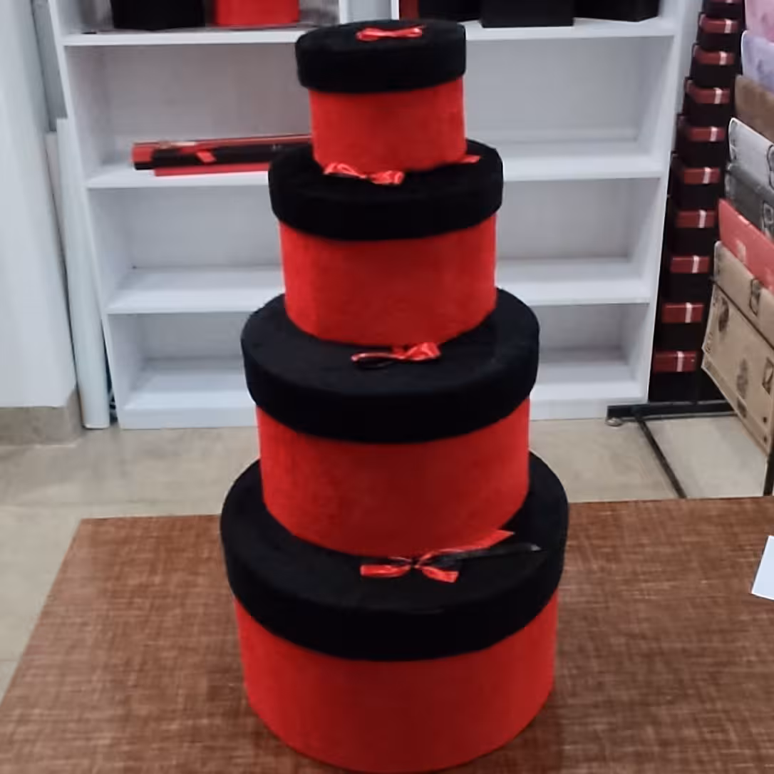 پک جعبه هارد باکس استوانه ای روکش مخمل 4 تایی در 4 سایز مختلف