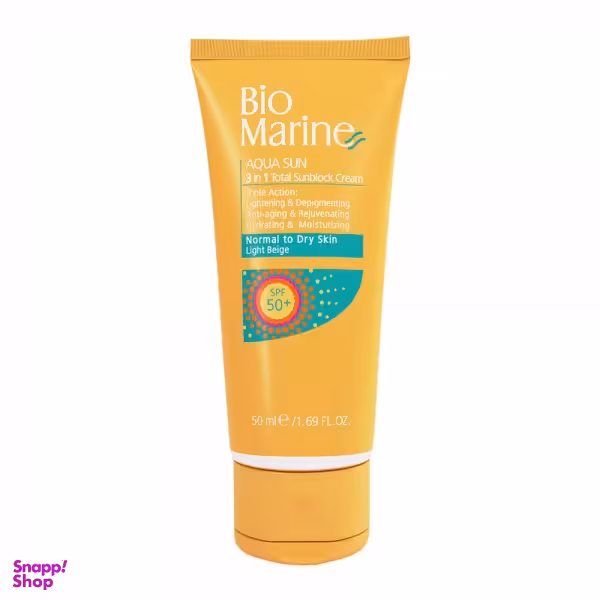 کرم ضد آفتاب بایومارین (Biomarine) با SPF50 مناسب پوست خشک حجم 50 میلی لیتر