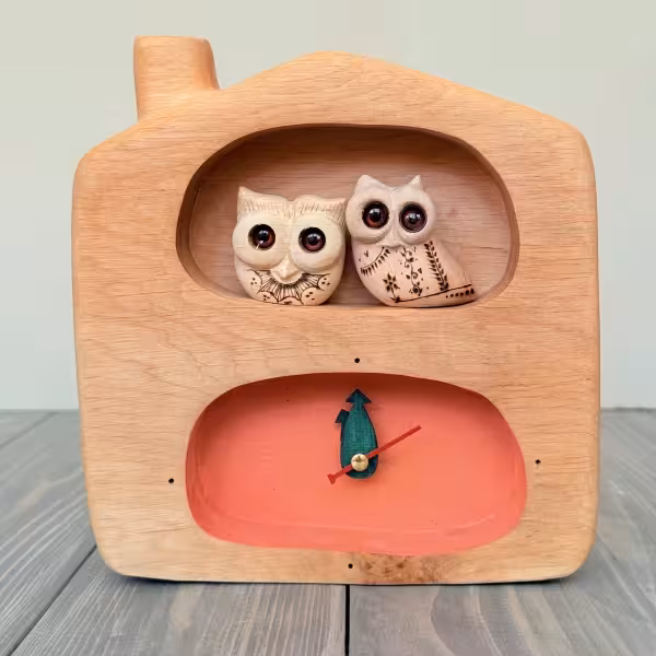 ساعت رومیزی جغد دو مجسمه طرح یک