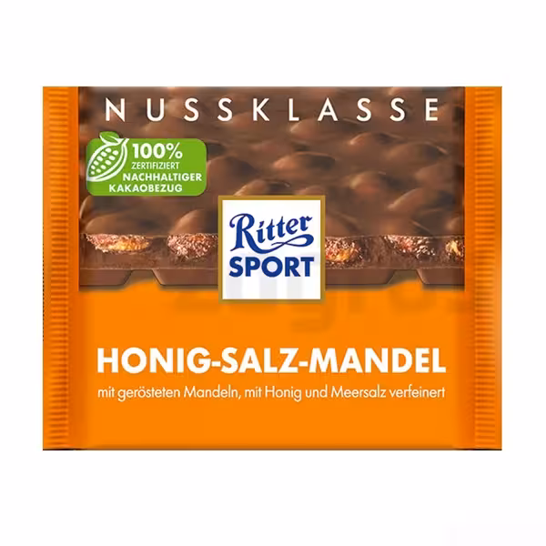 شکلات ریتر اسپرت بادام عسلی نمکی 100 گرمی | Ritter Sport Honig-Salz-Mandel Chocolate 100 gr