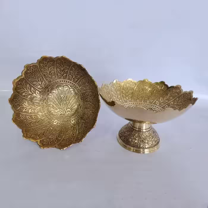 پیاله آجیل خوری برنجی هندی ارتفاع 8 قطر 13cm کد 110351