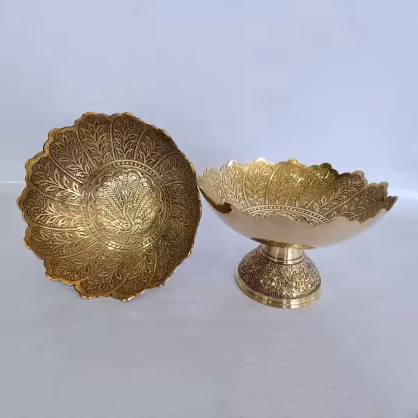 پیاله آجیل خوری برنجی هندی ارتفاع 8 قطر 13cm کد 110351