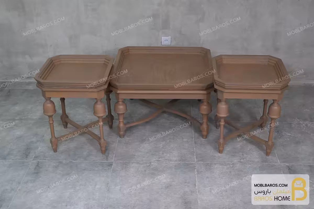 میز جلو مبلی و عسلی کنار مبلی چوبی کلاسیک مدل مربع آنجل
