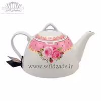 قوری چینی شکس (SHEX) مدل دریا حاشیه صورتی کف پهن