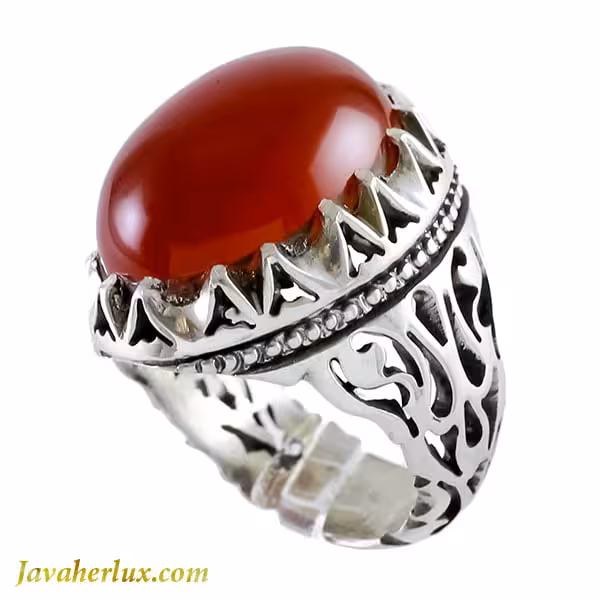 انگشتر نقره مردانه عقیق یمنی مدل سارین _ کد : 100096