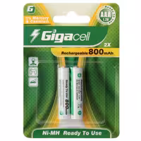باتری دوتایی نیم قلمی شارژی Gigacell AAA 800mAh