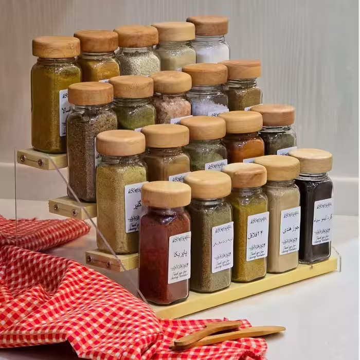 استند جا ادویه  مکارتی ترکیب پلاکسی و چوب چهار طبقه مدل 010 ارتین20عددی عمده شاتوت (پس کرایه)