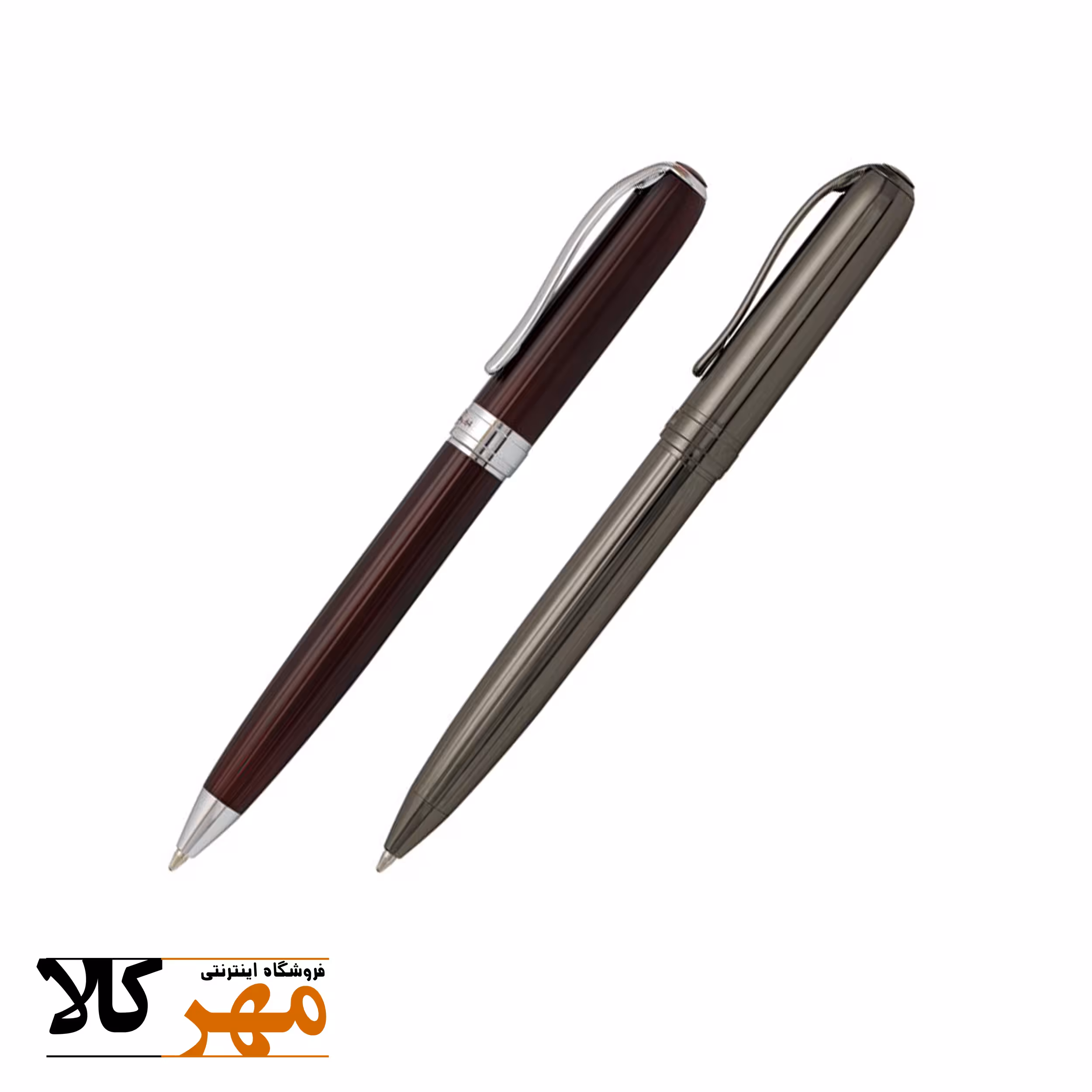 قلم خودکار تک رنگ زرشکی گیره استیل و دودی گیره دودی مدل MELODY 64