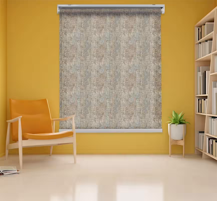 پرده شید طرح دار قهوه‌ای خاکی