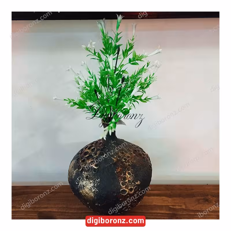 بوته پلاستيکی 5 شاخه غنچه اناری