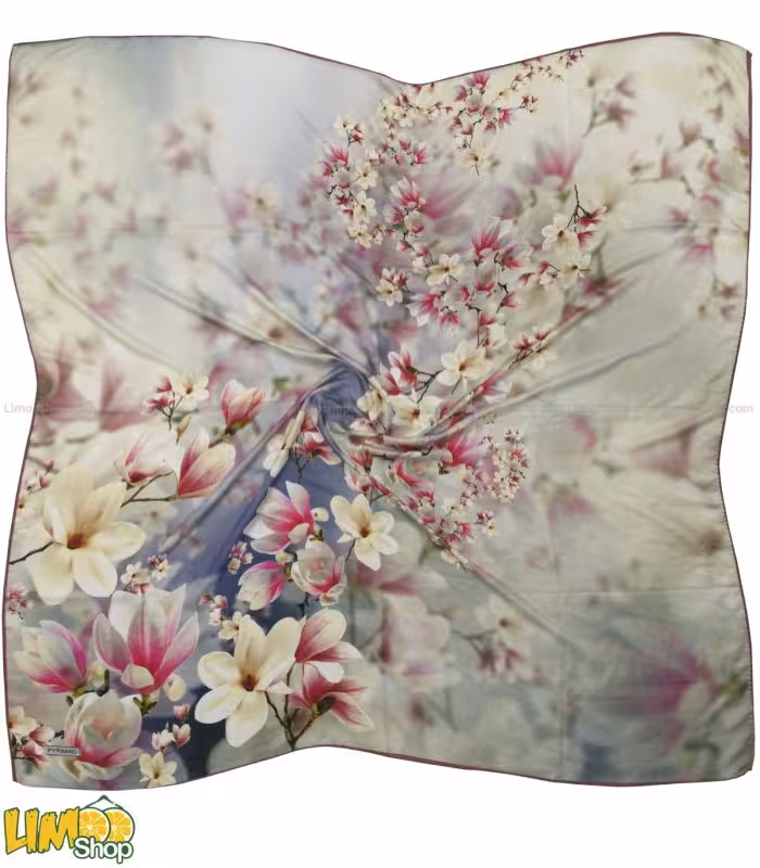 روسری نخی طوسی گلدار کد 2184