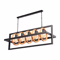 لوستر خطی چوبی و فلزی 5 شعله