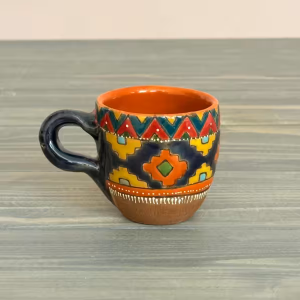 شات اسپرسو دسته دار رنگین گلس طرح شش