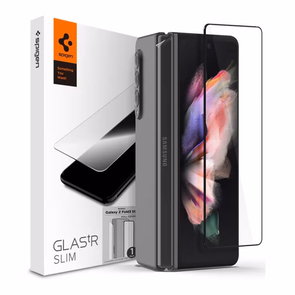 محافظ صفحه نمایش اسپیگن Spigen GLAS.tR Glass Galaxy Z Fold 3 همراه با فیلم محافظ لولا - فروشگاه اسپيگن ایران