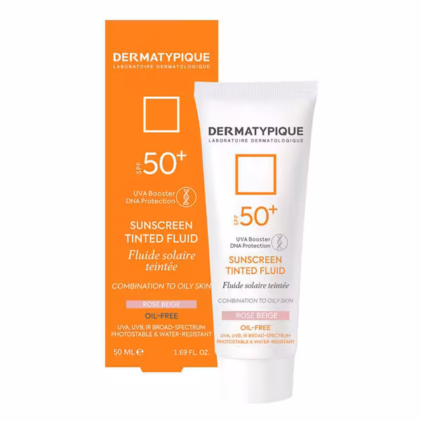 ضد آفتاب فلوئید درماتیپیک مناسب پوست چرب رنگ رز بژ SPF50 حجم 50 میل