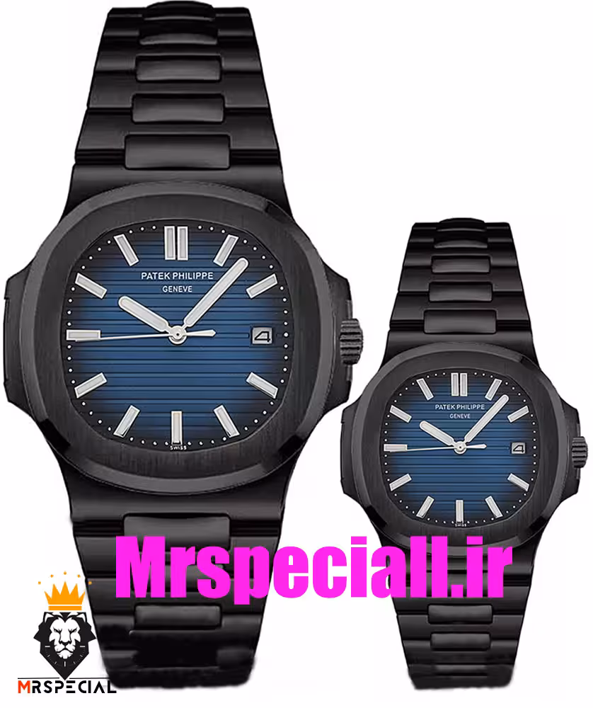 ساعت ست پتک فیلیپ ناتیلوس کوارتز مشکی صفحه ابی Patek Philippe NUATILOS 020739