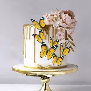 پروانه کیک زرد مشکی تزیینی غیر خوراکی