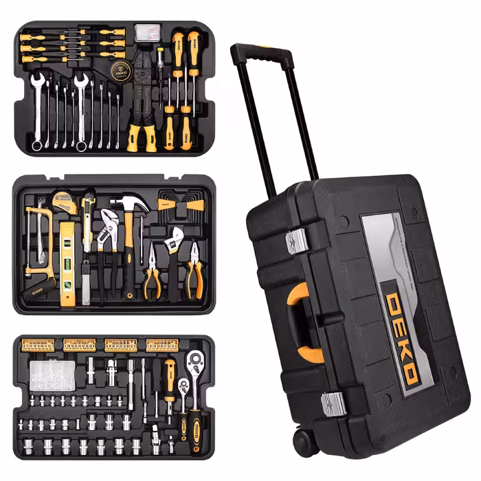 کیت ابزار دستی DEKOPRO 258 Piece Tool Kit with Rolling Tool Box