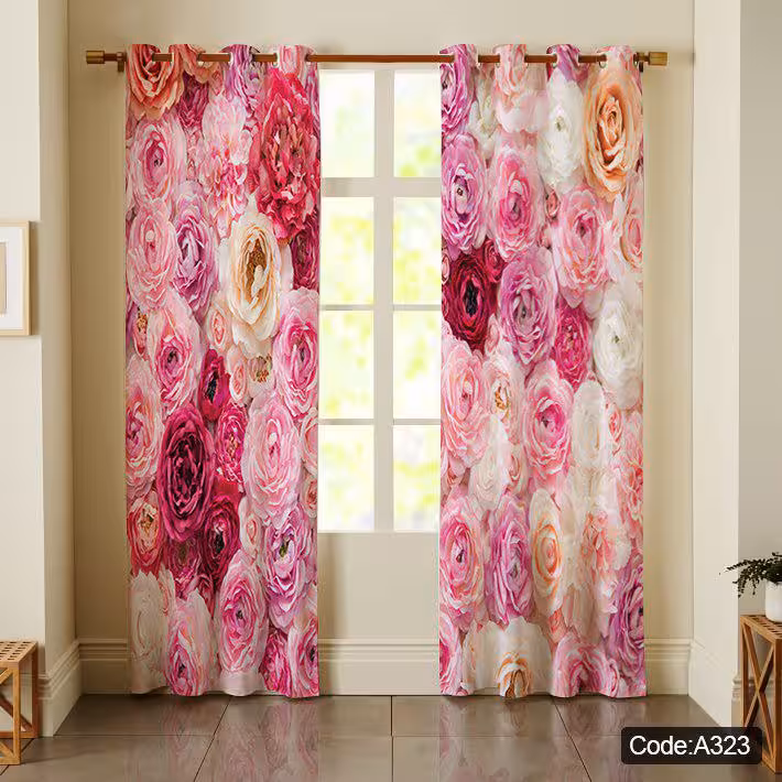 پرده پانچی چاپی کد A323   یک پنل حریر پانچی رایگان