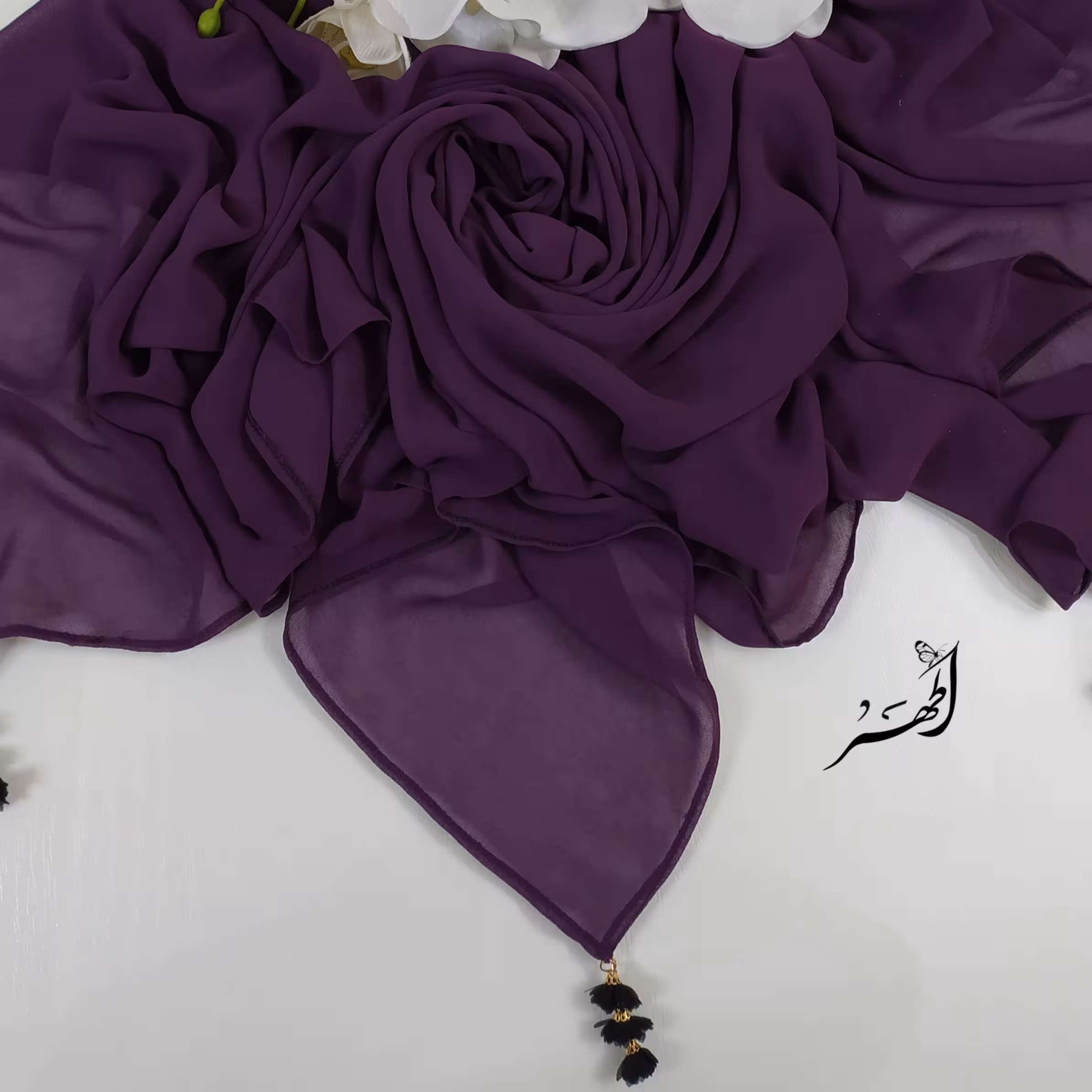 روسری حریر ژرژت طرح 3گل