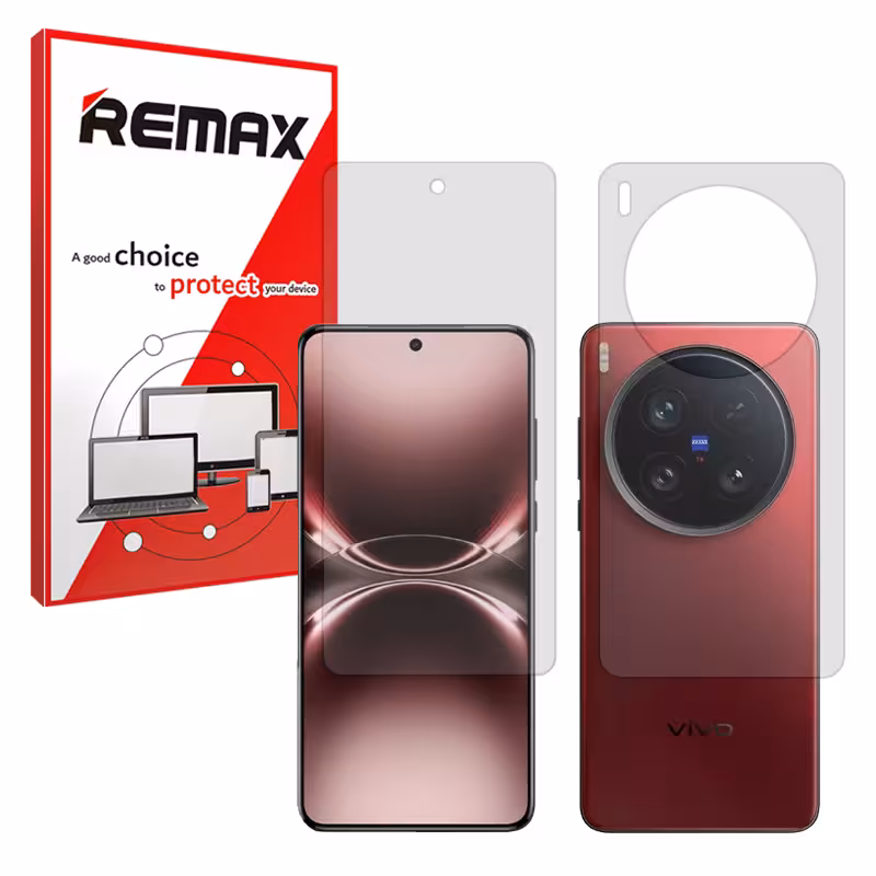 گلس صفحه نمایش و پشت گوشی ویوو X200 Ultra مدل هیدروژلی شفاف برند ریمکس کد SS