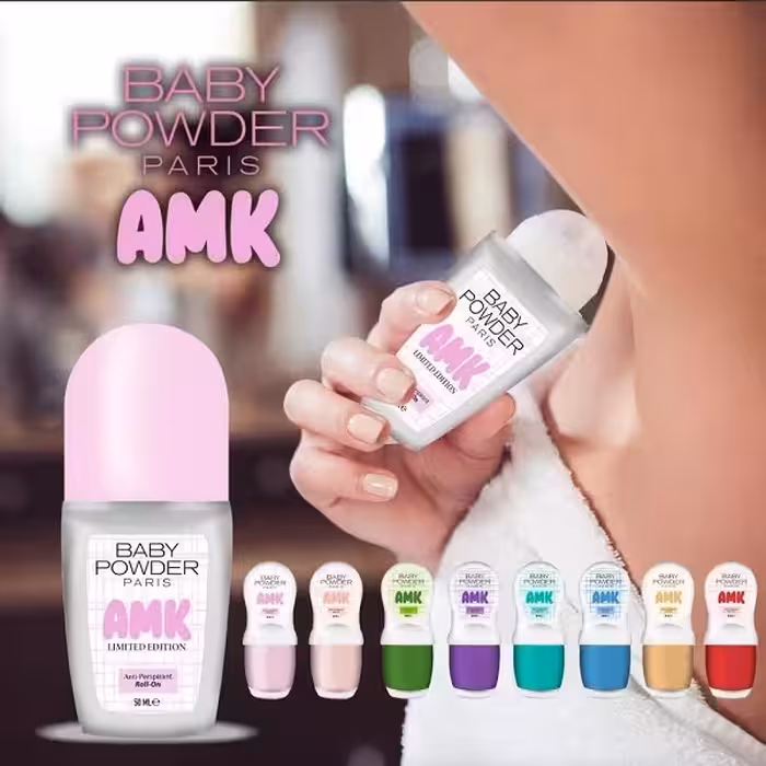 مام رول ضد تعریق بیبی پادر فیروزه ای LADY BABY POWDER PARIS AMK ROLL ON TURQUOISE 50 ML