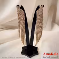 گوشواره دخترانه مدل آویز جواهری مدل ریسه ای رنگ طلایی کد GSH151944W