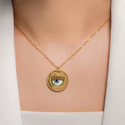 گردنبند پلاک دار چشم بازنجیر تنظیم سایز sku109