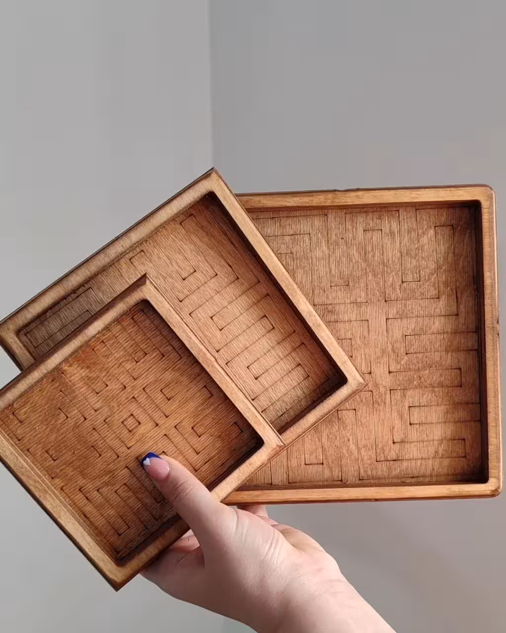 ظرف پذیرایی چوب روس پازلی 3 پارچه