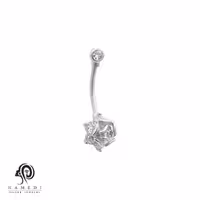 پیرسینگ نقره زنانه ناف طرح گل مدل PE B3