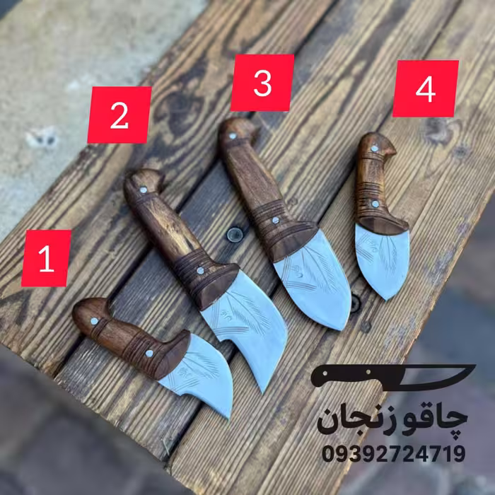 ست چاقو کپوری بسته 4 تایی کوچک و بزرگ خنجری و بادامی