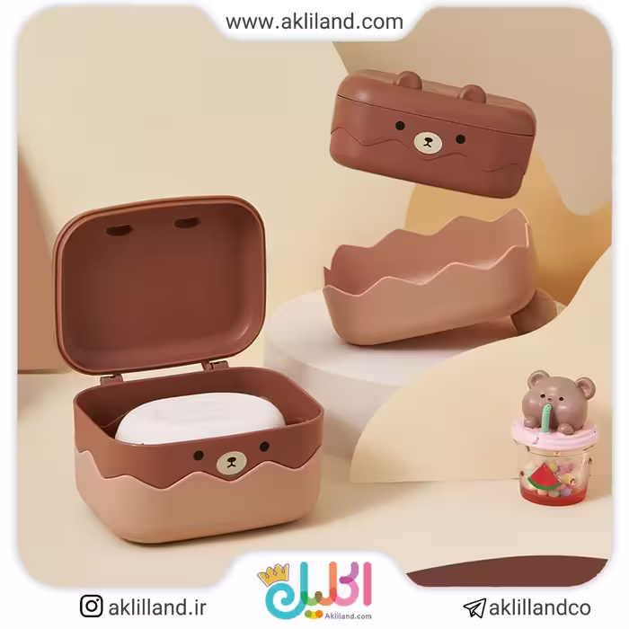 جا صابونی درب دار خرس قهوه ای