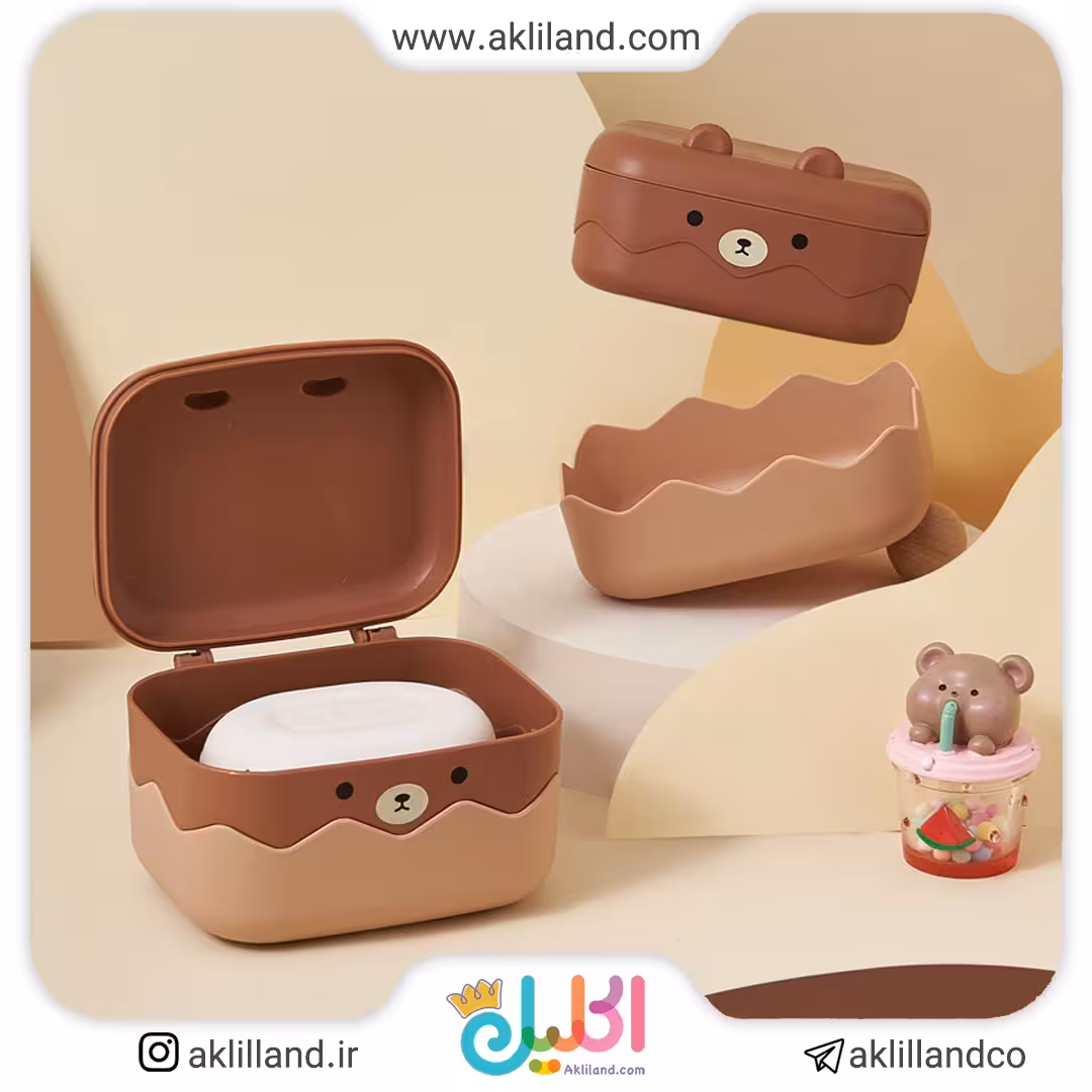 جا صابونی درب دار خرس قهوه ای