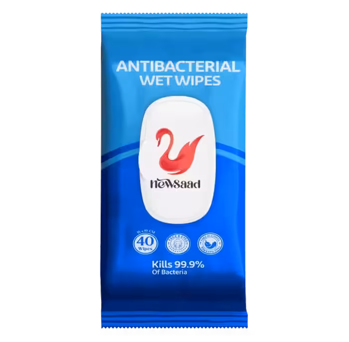 دستمال مرطوب آنتي باكتريال بالشتي نیوساد 40 عددی کپ دار