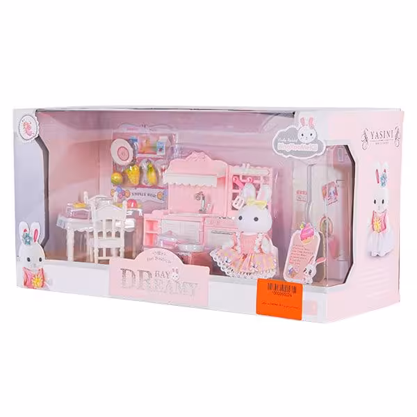 عروسک خرگوش مینیاتوری با آشپزخانه dreamy