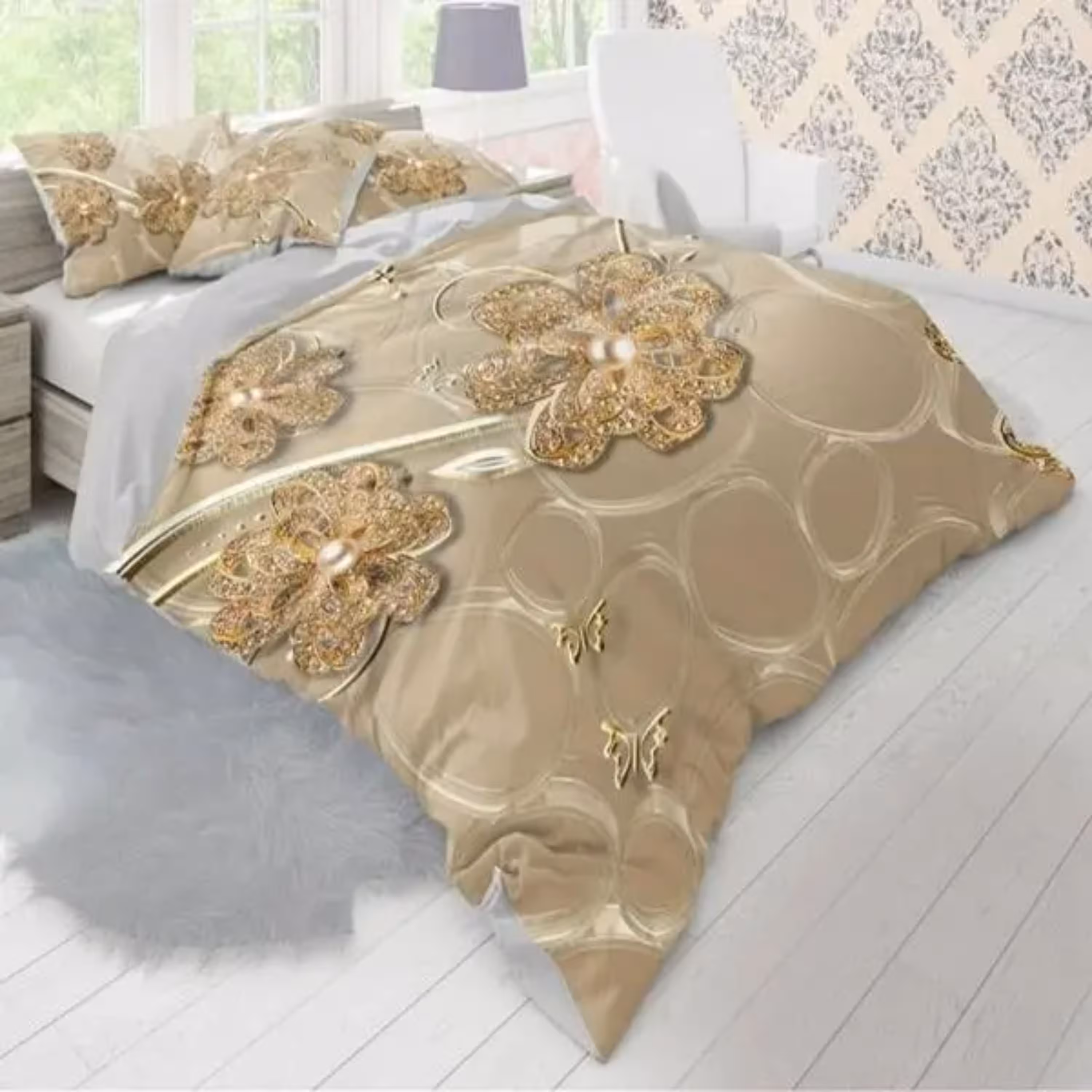 روتختی دونفره  چاپ سه بعدی میکرو شش تکه طرح رزگلد