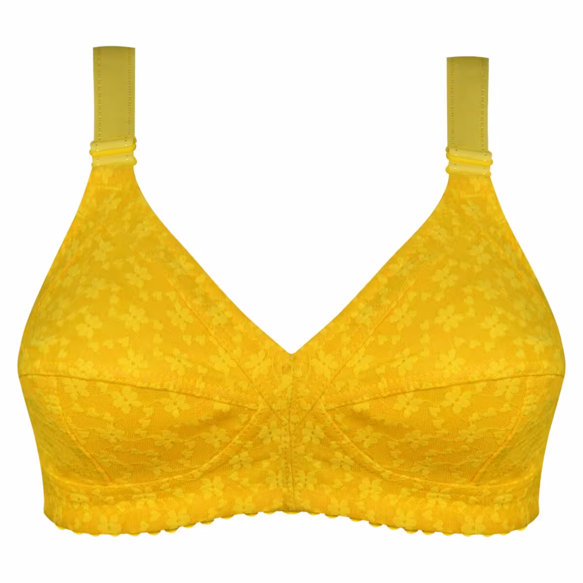 سوتین زنانه مدل شکوفه باریک زرد کد 5054