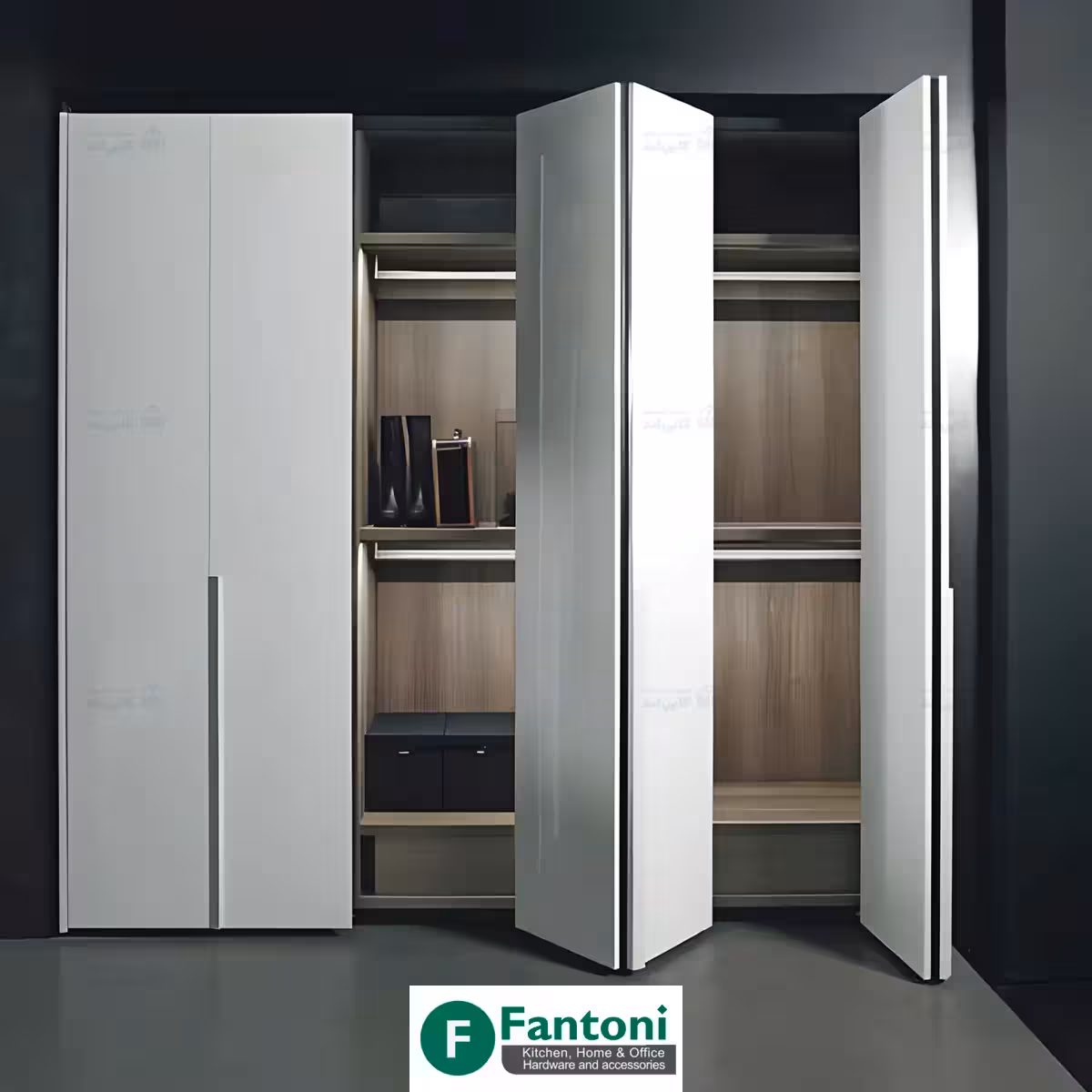 مکانیزم درب تاشو فولد ریلی دو درب عرض 1000mm فانتونی K017