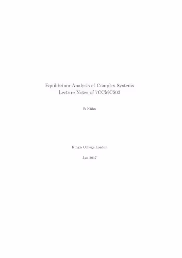 خرید و دانلود نسخه کامل کتاب Equilibrium Analysis Complex Systems