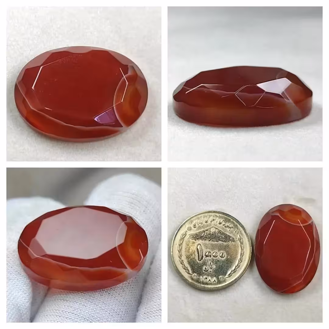 عقیق پرتغالی معدنی و طبیعی تراش جواهری 