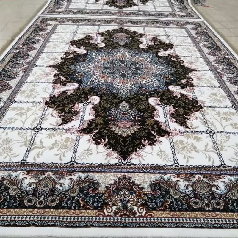 فرش ماشینی کاشان 440شانه بی سی اف(BCF)12متری طرح هیواکرم