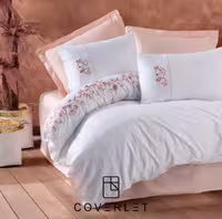 روتختی سفید صورتی دونفره طرح برجسته کاوری مدل Tiny