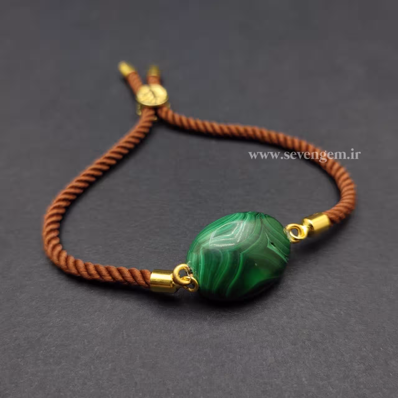 دستبند زنانه سنگ مالاگیت کنگو (کد17)