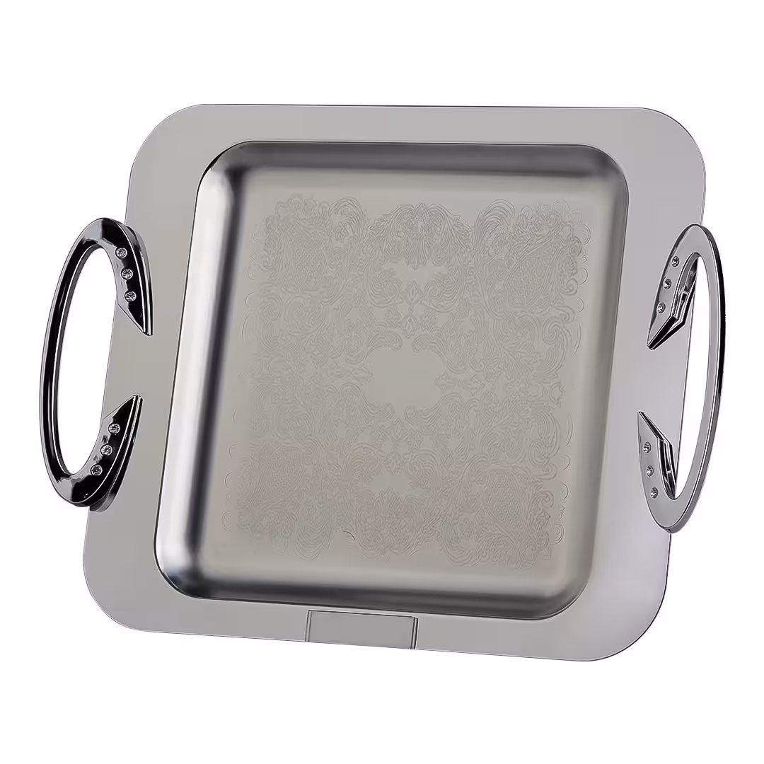 سینی استیل مربع شاینی مدل دیانا – سایز کوچک