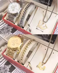 ست لوکس ساعت گردنبند انگشتر مردانه طرح خدا
